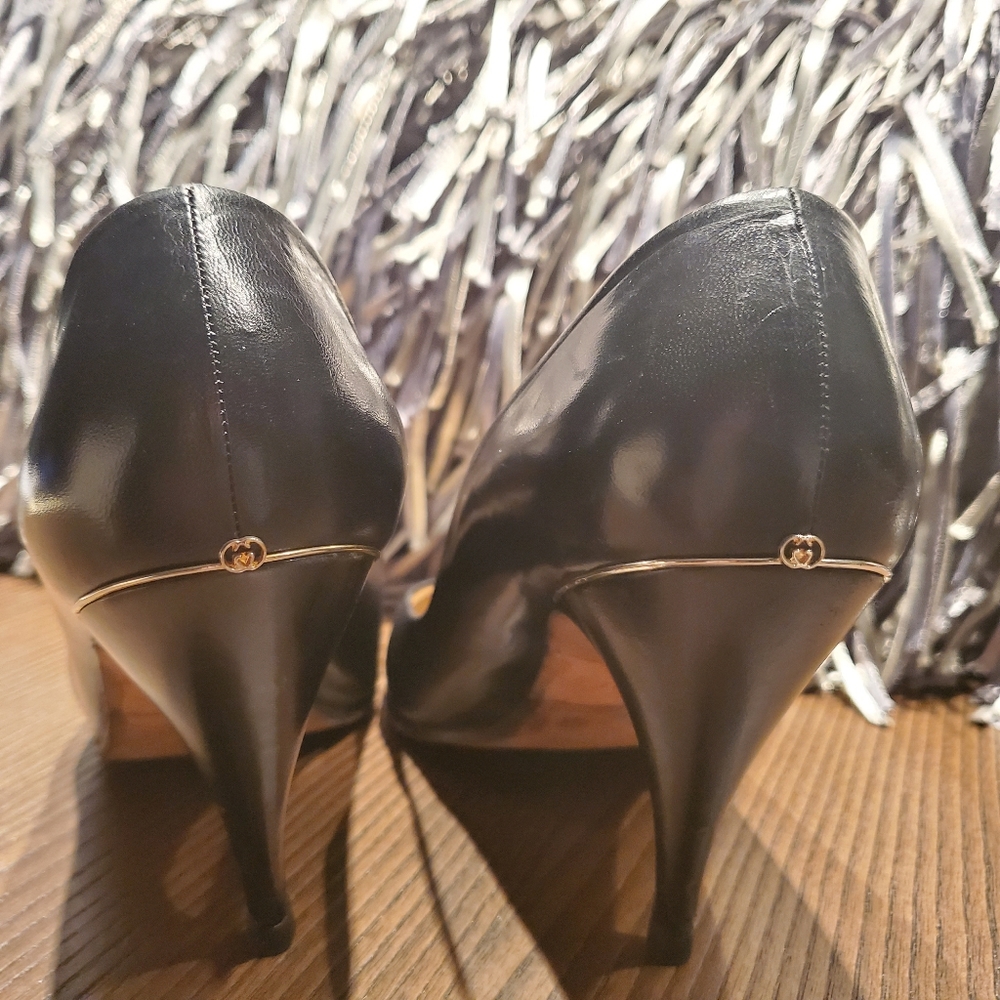 Gucci | Black | Goal Monogram Leather Pumps